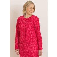 Anna Rose Women's Textured Floral Lace Peplum Jacket in Pink | Size: 10