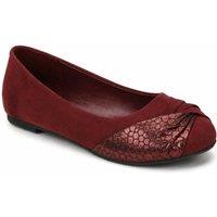 Spot On Women's Metallic Panel Bow Ballet Pumps in Burgundy | Size: 7