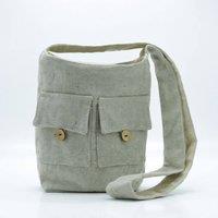KDMD Women's Natural Tones Cotton Two Pocket Bag - Stone, Stylish & Functional