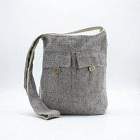KDMD Women's Natural Tones Two Pocket Bag - Soft Grey, Large Canvas Tote in Grey