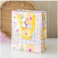 KDMD Women's Colorful Floral Patchwork Gift Bag with Ribbon Handles & Daisy Tag