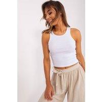 Love Lace Women's Ribbed Short Sleeve Tee Thick Strap Round Neck in White | Size: XL
