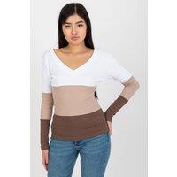 Love Lace Women's Ribbed Long Sleeve Blouse with Heart Neckline in Brown | Size: Large/XL