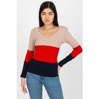 Love Lace Women's Ribbed Long Sleeve Heart Neck Blouse in Navy | Size: S/M
