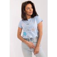 Love Lace Women's Cotton Summer Casual Blouse with Embroidery Style 194830 in Blue | Size: S/M
