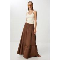 Happiness Istanbul Women's High Waist A-Line Maxi Skirt in Chocolate | Size: Medium