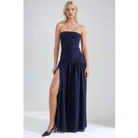 Hiccup Women's Strapless Maxi Dress with Slit in Navy | Size: XS