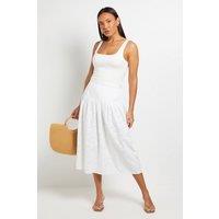 Principles Women's Dropped Waist Broderie Skirt in White | Size: 12