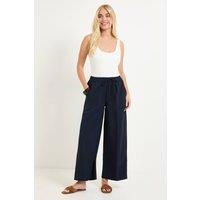 Principles Women's Petite Straight Leg Trousers With Elasticated Waist in Navy | Size: 18