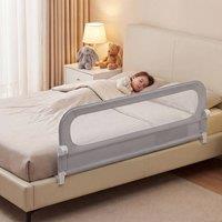 CASART Foldable Toddler Bed Rail 148 cm Long Adjustable Baby Bed Rail Guard in Grey
