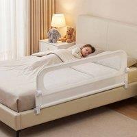 CASART Foldable Toddler Bed Rail 148 cm Long Adjustable Baby Bed Rail Guard in White