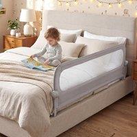 CASART Foldable Toddler Bed Rail 178 cm Long Adjustable Baby Bed Rail Guard in Grey