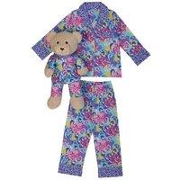 LunaMia Girl's Audrey Pyjama Set with Matching Teddy Bear | Size: 2-3 Years
