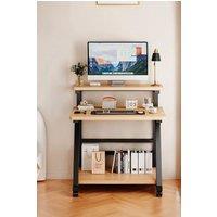 Living and Home 3-Tier Computer Desk with Wheels in Light Brown