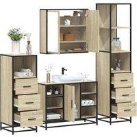 Berkfield Home 4 Piece Bathroom Furniture Set Sonoma Oak Engineered Wood in Brown