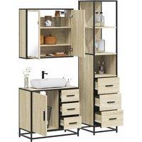 Berkfield Home 3 Piece Bathroom Furniture Set Sonoma Oak Engineered Wood in Brown