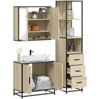 Berkfield Home 3 Piece Bathroom Furniture Set Sonoma Oak Engineered Wood in Brown