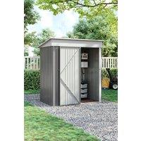 H&O Direct 35 ft Lockable Metal Outdoor Tool Storage Shed in Grey