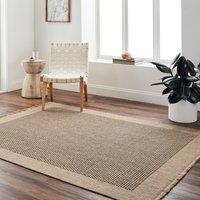 Livabliss Mirage-Cottage Tan Black Fringe Jute-Look In- & Outdoor Rug in Beige | Size: 160 cm x 215 cm