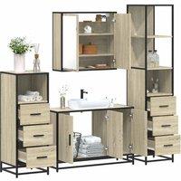 Berkfield Home 4 Piece Bathroom Furniture Set Sonoma Oak Engineered Wood in Brown