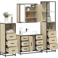 Berkfield Home 4 Piece Bathroom Furniture Set Sonoma Oak Engineered Wood in Brown