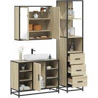 Berkfield Home 3 Piece Bathroom Furniture Set Sonoma Oak Engineered Wood in Brown