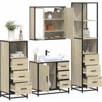 Berkfield Home 4 Piece Bathroom Furniture Set Sonoma Oak Engineered Wood in Brown