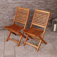 Charles Bentley Acacia Wood Pair of Outdoor Foldable Chairs in Natural