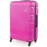 A2B Exodus Pink Hard Sided Hold Suitcase, 4 Wheel Checked Luggage in Bright Pink | Size: Large
