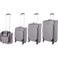 London Fog The Newbury Soft Shell Suitcase Set 4 Spinner Wheeled 4 Piece Luggage in Black | Size: 4 Pack
