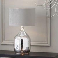 Ruma Gold Foxed Glass Dual Light Table Lamp with Black Shade in Metallic Silver