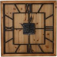 Love Lace Williston Square Large Wooden Wall Clock in Brown