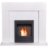Adam Fires & Fireplaces Adam Miami Fireplace in Pure White with Colorado Bio Ethanol Fire in Black, 48 Inch in Black
