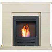 Adam Fires & Fireplaces Adam Lomond Fireplace in Stone Effect with Colorado Bio Ethanol Fire in Black, 39 Inch in Black