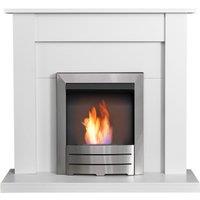 Adam Fires & Fireplaces Adam Sutton Fireplace in Pure White with Colorado Bio Ethanol Fire in Brushed Steel, 43 Inch in Grey