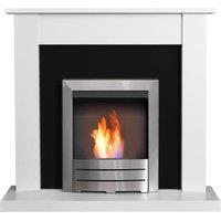 Adam Fires & Fireplaces Adam Sutton Fireplace in Pure White & Black with Colorado Bio Ethanol Fire in Brushed Steel, 43 Inch in Grey