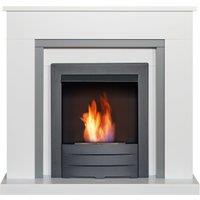 Adam Fires & Fireplaces Adam Milan Fireplace in Pure White & Grey with Colorado Bio Ethanol Fire in Black, 39 Inch in Black