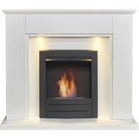 Adam Fires & Fireplaces Adam Eltham Fireplace in Pure White with Downlights & Colorado Bio Ethanol in Black, 45 Inch in Grey
