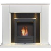 Adam Fires & Fireplaces Adam Eltham Fireplace in Pure White & Black with Downlights & Colorado Bio Ethanol in Black, 45 Inch in Grey