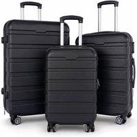 Oypla 3pc Hard Shell ABS Luggage Suitcase Set in Black