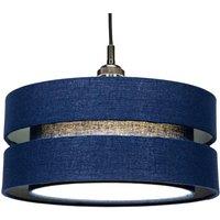 Happy Homewares Contemporary Linen Fabric Triple Tier Ceiling Pendant Light Shade in Midnight | Size: 14 inches