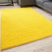 THE RUGS Soft Plain High Pile Shaggy Rugs & Runners Living Room Bedroom 380 in Yellow | Size: 160 cm x 230 cm