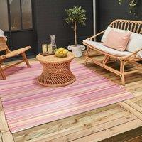 THE RUGS Reversible Weatherproof Outdoor Garden Patio Rug Striped Rainbow 1020 in Pink | Size: 120 cm x 160 cm