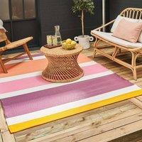 THE RUGS Reversible Weatherproof Outdoor Garden Patio Rug Striped Rainbow 1030 in Pink | Size: 120 cm x 160 cm