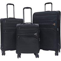 Infinity Leather Lightweight 8 Wheel Travel Luggage Suitcases in True Black | Size: Medium