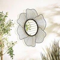 FurnitureboxUK Flora Medium Round Flower Frame 80cm Garden Mirror in Black