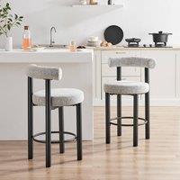 FurnitureboxUK 2x Seren Grey Fabric Bar Chairs Black Legs
