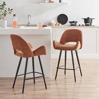 FurnitureboxUK 2x Layla Terracotta Orange Fabric Bar Chairs