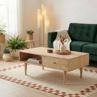 FurnitureboxUK Everest Rectangle White Oak Wood Storage Coffee Table in Light Brown