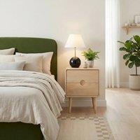 FurnitureboxUK Denali 2 Drawer Rectangle White Oak Wood Bedside Table in Light Brown